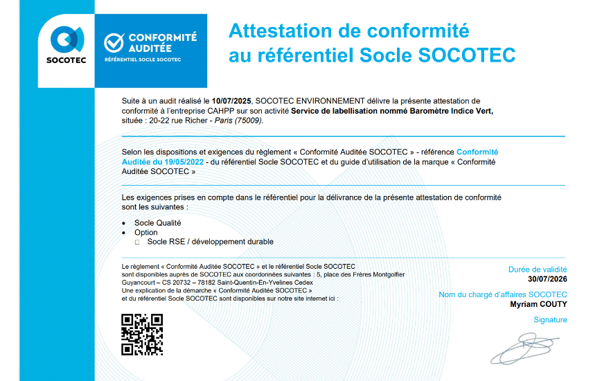 Certification Socotec