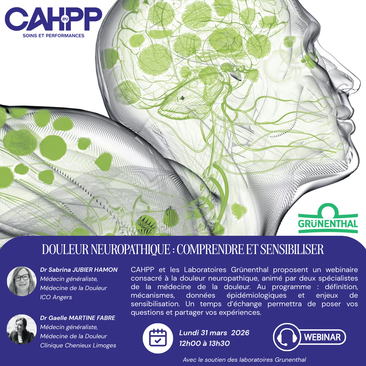 Webinaire CAHPP, Soins et Performances x Grünenthal France